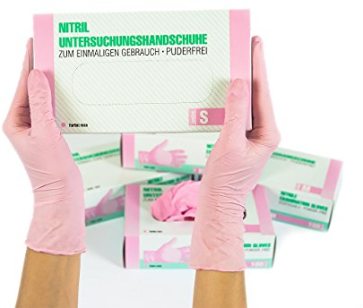 SF Nitrilhandschuhe S Rosa – 100 Stück Einweghandschuhe, Einmalhandschuhe, Medizinische Handschuhe, Puderfrei, Latexfrei, Handschuhe Einweg zum Kochen, Putzen, für Medizin, Küche, Kosmetik, Haushalt