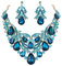 Clearine Schmuckset Party Braut Böhmisch Tropfen Kristall Blatt Aushöhlen Statement Halskette Dangle Ohrringe Set für Damen Türkis Farbe Gold-Ton