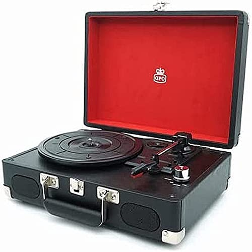 GPO SOHO Retro Kofferplattenspieler mit eingebautem Stereolautsprecher, Schwarz, Silber