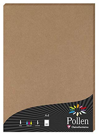 Clairefontaine 29135C Packung mit 50 Blatt Pollen, DIN A4, 210 x 297 mm, 120g, Kraft Natur