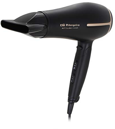 Orbegozo SE 2074 - Secador de pelo plegable, 2000 W de potencia, 2 velocidades, 3 niveles de temperatura, golpe de aire frío para fijar el peinado, incluye concentrador y difusor