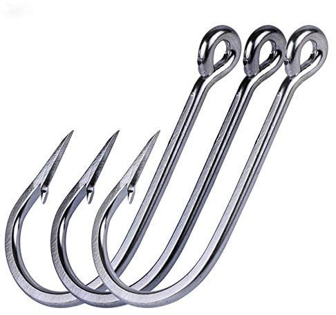 L-MEIQUN, 10Pcs/pack Large Stainless Steel J Shape Sea Fishing Hooks 6/0#-12/0# Big Game Long Shank Fishing Hook (Color : 12)