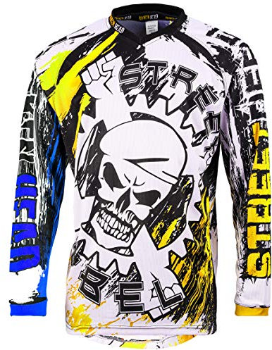 Broken Head MX Jersey Street Rebel Blau-Gelb - Langarm Funktions-Shirt Für Moto-Cross, BMX, Mountain Bike, Offroad - XXL