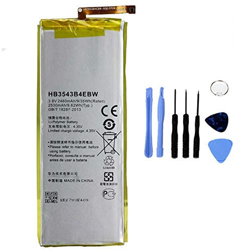 Batería compatible con Huawei Ascend P7 HB3543B4EBW de alta capacidad 2530 mAh con kit de desmontaje incluido