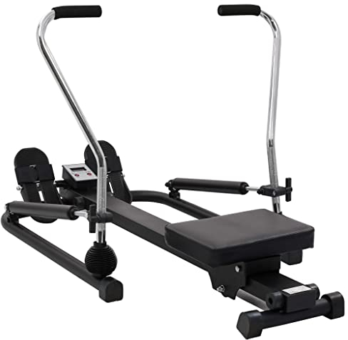 vidaXL Rudergerät 5 Stufen Hydraulik-Widerstand rutschfeste Gummifüße LCD-Display Rudermaschine Heimtrainer Fitnessgerät Cardio 100kg