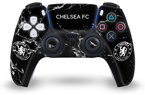 Head Case Designs Officially Licensed Chelsea Football Club Black Marble Mixed Logo Matte Vinyl Faceplate Sticker Gaming Skin Decal Cover Compatible With Sony PlayStation 5 PS5 DualSense Controller