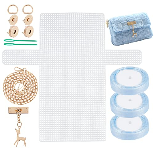 CHGCRAFT Kunststoff Mesh Canvas Sheet Kit, Plastic Canvas Kreuzstich Stoff Kunststoff Kreuzstich Baumwolle Stoff für Basteln DIY Stickerei Garn Strick Häkelprojekte, 36x39.5cm