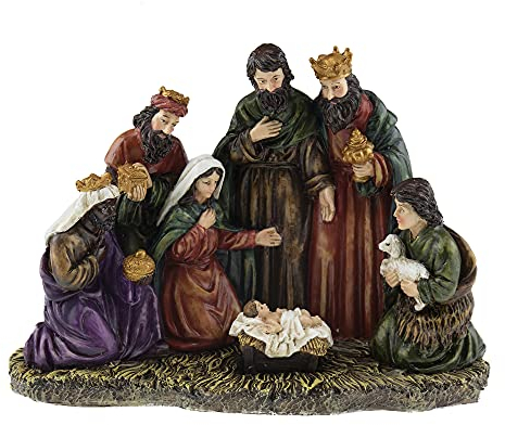 Clever Creations Weihnachtskrippen-Set, Kunstharz, 17,8 cm, Weihnachtsdekoration für Tische und Regale