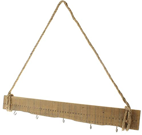 MACOSA HM5005 Deko-Planke Treibholz mit 5 Haken zum hängen Hängeplanke Holzstange Fensterdeko Holz-Hänger Brett Treibholzbrett Hängedeko Dekohänger Holzbrett