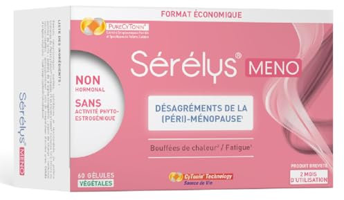 Sérélys MENO, Complément alimentaire à base d’extraits cytoplasmiques de pollens Suédois et de vitamine E qui réduisent les bouffées de chaleurs et la fatigue passagère - 60 gélules végétales, 2 mois