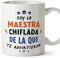 MUGFFINS Tazas para MAESTRA mujer - En Español - Todos te advirtieron - 11 oz / 330 ml - Regalo original y divertido