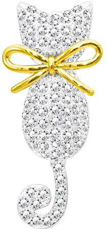 KristLand Katze Broschen für Frauen Mode Tier Brosche Pin mit funkelnden Kristall Korsage Art Deco Cute Cat Brosche Pin Geburtstag Party Hochzeit Geschenk Silber Farbe