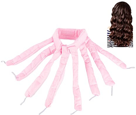 Heatless Hair Curlers For Long Hair, Hair Curlers To Sleep In, Overnight Hair Rollers For Long Hair, No Heat Hair Curlers For Overnight, Heatless Wave Silk Hair Curler For Women (Pink)