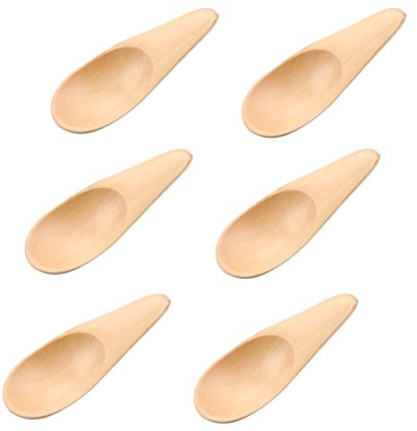 6Pcs Small Wooden Spoon, Jagowa Mini Creative Tea Spoon Condiments Salt Spoons for Candy Honey Spices Sugar Tea Powder