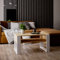 MRBLS Couchtisch – modernes rustikales Design – Wohnzimmer-Tisch Beistelltisch Kaffeetisch Sofatisch Teetisch aus Holz (Eiche - Weiß Matt) - 92 x 45 x 53,6 cm (B/H/T)