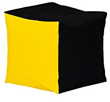 MB MILLINDABAG Hocker Würfel 35x35x35 cm Sitzsack für Kinder Jugendliche Beanbag Sessel Kissen Indoor & Outdoor Gaminggeignet & bereits gefüllt Sitzkissen Bodenkissen (Schwarz - Gelb)