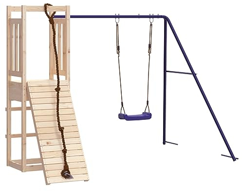 vidaXL Spielturm, Klettergerüst mit Kletterwand Schaukel, Kinder Kletterturm, Spiel-Zubehör für Garten, Holz Spielplatz Spielhaus, Massivholz Kiefer