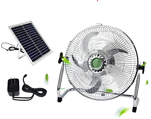 HSPLXYT Solar Charging Fan,High-speed Quiet Camping Fan, Floor Fan,Use for Home, Bedroom Outdoor/Indoor,with 12 Speeds,USB (Color : White, Size : 18)
