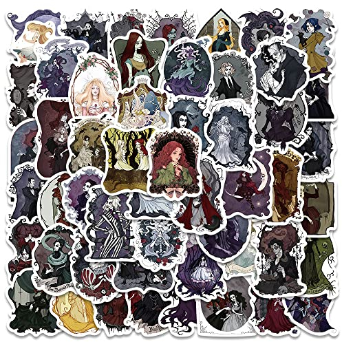 50Pcs Dark Witch Aufkleber, Scary Spooky Wiccan Style Aufkleber Packs, Vinyl Waterproof Witchy Apothecary Decals für Notebook Telefon Tagebuch