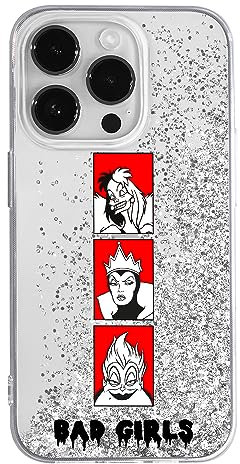 Ert Group custodia per cellulare per Apple Iphone 14 PRO originale e con licenza ufficiale Disney, modello Disney Villains 001 adattato alla forma dello smartphone, con effetto glitter overflow