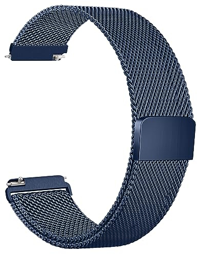 Oumida 20mm 22mm Uhrenarmbänder für Damen Herren, Edelstahl Mesh Armband Metall Ersatzarmband, Verstellbarer Schnellverschluss Armbänder mit Magnetschnalle, 22mm Blau