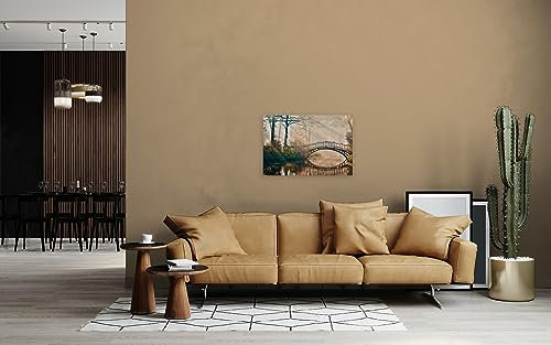 A.S. Création Leinwandbild Brücke im Wald - Kunstdruck beige braun - 90x60 cm Querformat - Moderne Wanddekoration Schlafzimmer Wohnzimmer Küche - Bild auf Keilrahmen