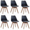 BenyLed Lot de 6 Chaise de Salle à Manger Scandinave, Chaises de Cuisine Modernes avec Coussin en Tissu, Chaises D'appoint en Lin avec Pieds en Hêtre (Noir-Tissu)