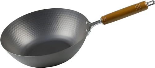 JapanBargain 4966, Medium Size Peking Wok Stir Fry Pan Japanese Induction Cookware Traditional Chinese Nonstick Iron Wok 27cm, Made in Japan (10.5-inch)
