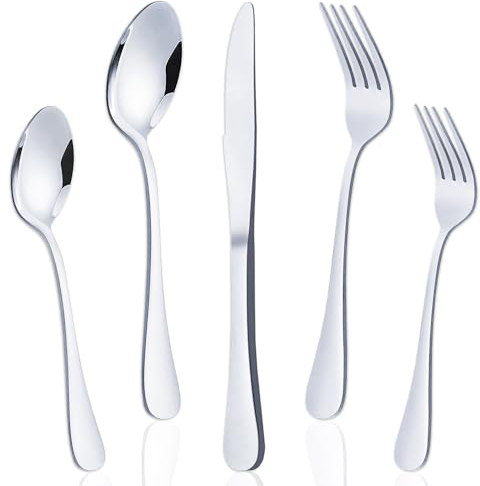 Posate acciaio inox lucentezza lucidata a specchio 30 pezzi con coltelli forchette cucchiai forchette da dolce cucchiai da dessert lavabili in lavastoviglie casa e ristorazione