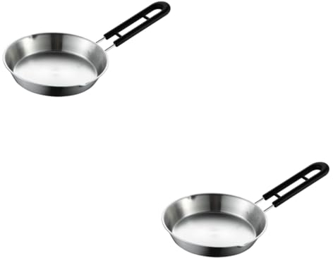 IMIKEYA 2 Pièces Mini Casserole En Inox Casseroles à Oeufs Tourtière Saucière Avec Bec Verseur Casserole Plate Cuiseur à Steak Wok à Induction Rond Acier Inoxydable Pot à Lait