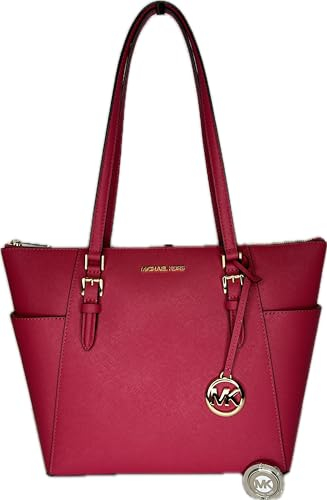 Michael Kors Charlotte Große Tragetasche mit Reißverschluss oben, gebündelt, Pink (Electric Pink), Rot/Ausflug, einfarbig (Getaway Solids)