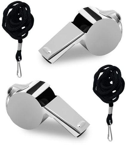 Vandomrise Pfeife, 2 Stück Edelstahl Trillerpfeife, Sportpfeifen mit Schlüsselband, lauter klarer Klang, Whistle Ideal für Trainer, Schulsport, Fußball Schiedsrichter, Beamte