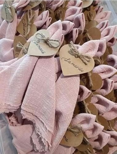 Serviettes en Tissu Lot de 40 Gaze crêpe Coton 42x42 cm torchon de Cuisine Table de pâques déco-Rose