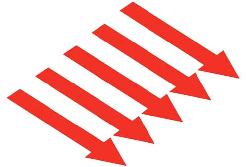 PATIKIL 10 Hojas Pegatina de Flecha, 12x3cm(L*A) Flecha Adhesiva Etiqueta PVC Codificación Cartel Calcomanía Multiuso Señalización Direccional para Suelo Pared Dirección Caja, Rojo