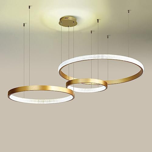GHBSDNEPP Décoration de Luxe Nordique Led Lustres Plafonnier Moderne Luminaire 3 Anneaux Rond Circulaire Salon Lustre Acrylique Faux Plafond Suspendu Suspension Pour Hall D'Entrée Cuisine