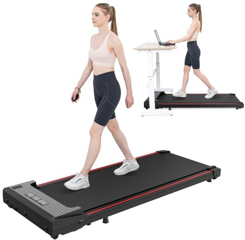GEARSTONE Tapis Roulant Elettrico,Tapis Roulant Salvaspazio,LCD,Telecomando,1-6KM/H,Tapis Roulant Magnetico,Nessuna Installazione,Compatto Per Casa e Ufficio (Black Red)