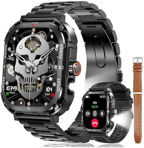 LEMFO Smartwatch Herren mit 2.1 HD-Bildschirm und 820mAh Batterie, Bluetooth-Anrufe/120 Sportmodi/Herzfrequenz/Blutdruck/Blutsauerstoff/Schlaf IP68 Wasserdicht Smart Watch Herren für Android iOS