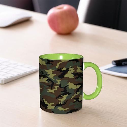 SDAEMQ Tazas de Café, Taza de Cerámica para Té y Café - Regalo Original - 330 ml - Desayuno Tazas Tazas graciosas,Patrón de camuflaje militar para ropa ial.