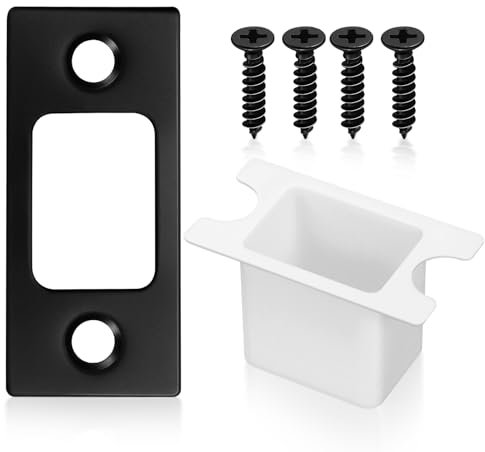 Black Stainless Steel Door Strike Plate Set with Screws and Buckle Box, Deadbolt Reinforcement Kit for Enhanced Home Security