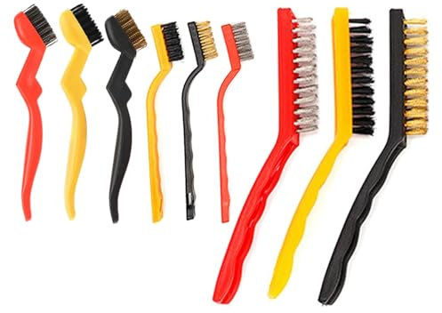 Ensemble de brosse métallique en acier inoxydable Lot de 9 brosses For Cleaning,Nylon & Copper Wire & Stainless Steel Brush, For Rust Removal,Paint,And Dirt