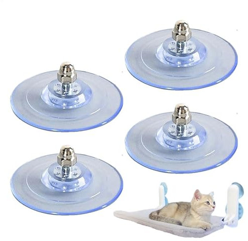 Suction Cup Cat Bed - Cat Window Perch Suction Cups | Suction Cup Cat Bed | Suction Cup Cat Hammock | 4Pcs PVC Suction Cups Cat Window Perch Screw | Maximum Weight 20 Kg Clear Sucker Pads with Screws