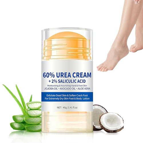 Hydrating and Anti-Cracking Foot Cream, 2025 Neu Feuchtigkeitsspendende und Anti-Riss-Fußcreme, Fußpflegecreme Fußpflege Urea Fußcreme 60% Lindert extreme Trockenheit und Rissbildung (Weiß, 1)