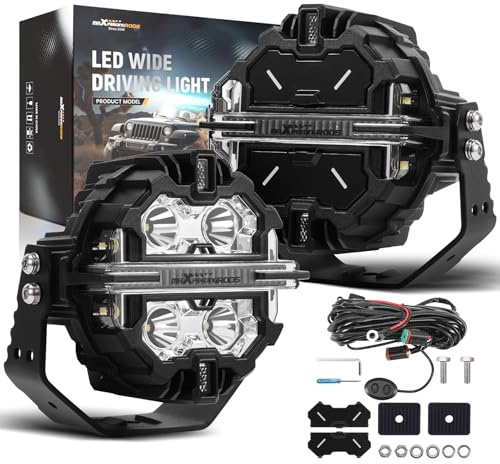 maXpeedingrods Runde LED-Offroad-Leuchten, 5 178 W, 21360 lm, Nebelscheinwerfer mit bernsteinfarbenem/weißem Tagfahrlicht, LED Lichtleiste 270°Side Shooter für LKW SUV Pickup ATV UTV Motorräder