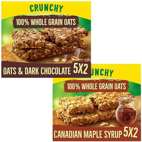 Breakfast Bar Bundle with Canadian Maple Syrup Cereal Bars 5x42g and Oats & Dark Chocolate Cereal Bars 5x42g by Nature Valley (2 Pack)