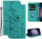 Ammeer Coque pour OnePlus Nord N20 SE, Relief Fleur Modèle Magnétique Flip Folio Cover Téléphone Housse Étui Wallet Portefeuille Case PU Cuir Supporter - Vert