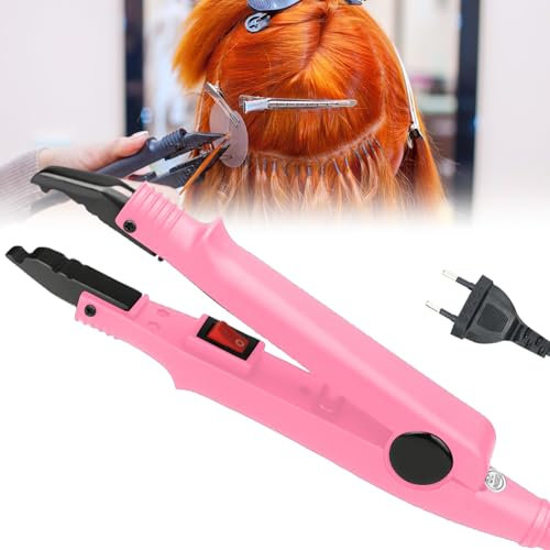 Pinza termica per capelli Iron: ferro rosa per extension per capelli, 100 – 200 °C, pinza termica per bonding, set di pinze per extension per capelli, pinze termiche per bonding