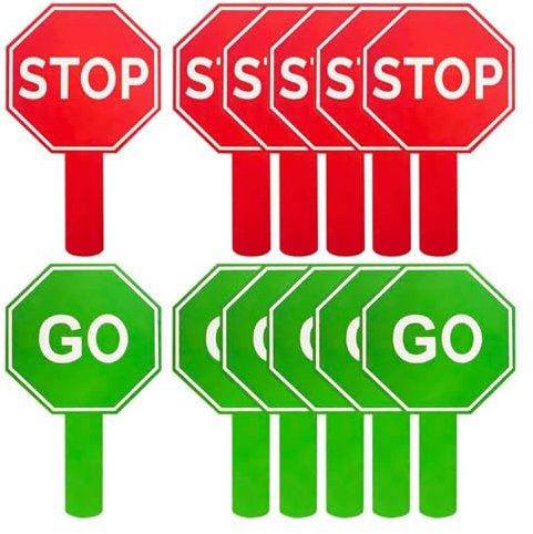 Cartello Stop Maneggevole, 10 Segnali Di Avvertimento Stradali, Paddle Impermeabile Doppia Faccia Per Sicurezza Scolastica Controllo Traffico Decor