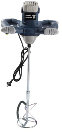 Rührwerk - 1400W Mörtelrührer zum Mischen viskoser Materialien | 6-Geschwindigkeitselektronik 0-1200U/min | Ergonomische Griffe | Rührer ø 120 mm | Handrührer für Beton, Zement, Farbe, Mörtel