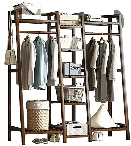 Portant à vêtements autoportant en Bambou avec étagère supérieure, Tringle de Suspension et Organiseur à Chaussures – Une Solution de Rangement élégante et Ouverte pour la Chambre et Le coul
