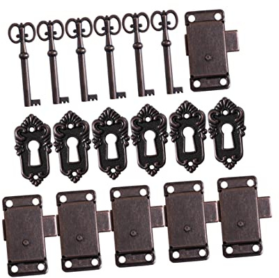 NOLITOY 6 set Serrature per Mobili Antiche in Antico Serrature per Armadi e Cassapanche Resistente alla Facili da Installare per Scatole Vintage e Gioielliere